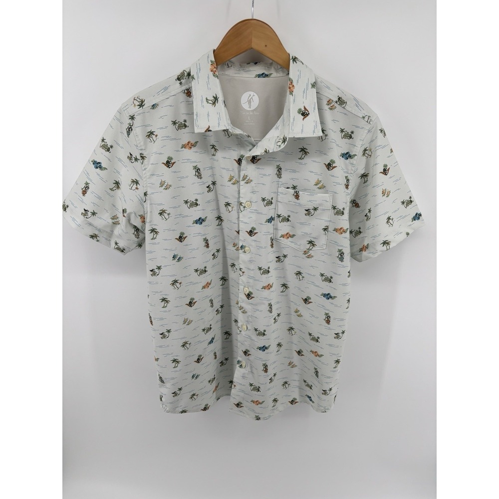 Toes on the Nose Hawaiian Print Polo Shirt Sz L USA Made Golf Leisure Preppy‎